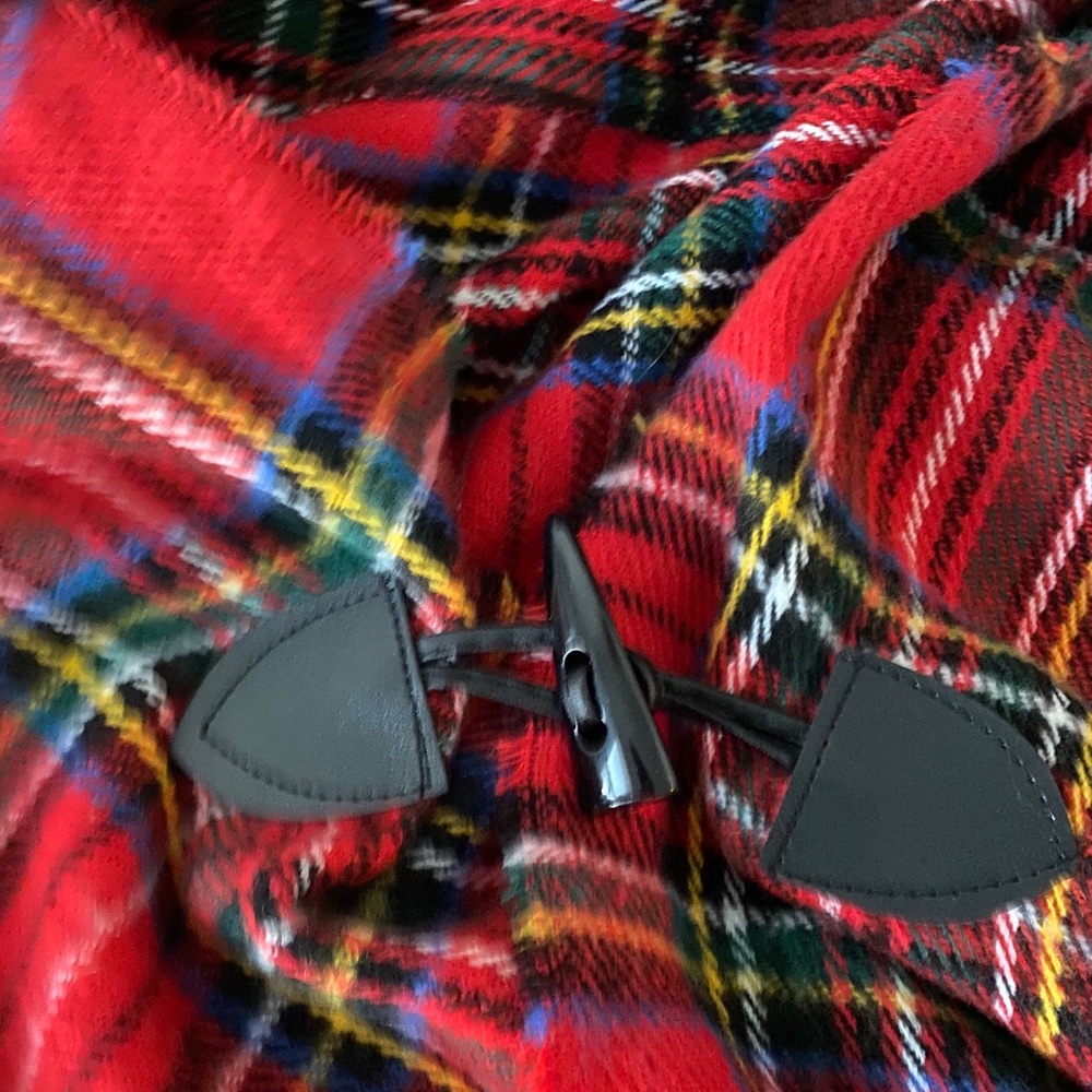 SOLD Hooded red plaid poncho